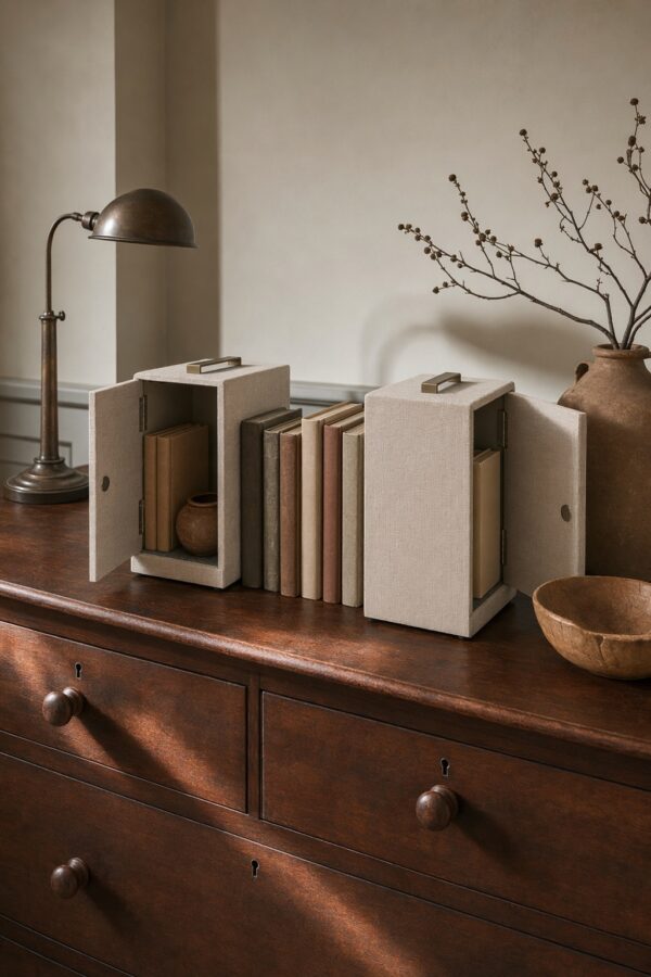 Bookend Storage Box Pair